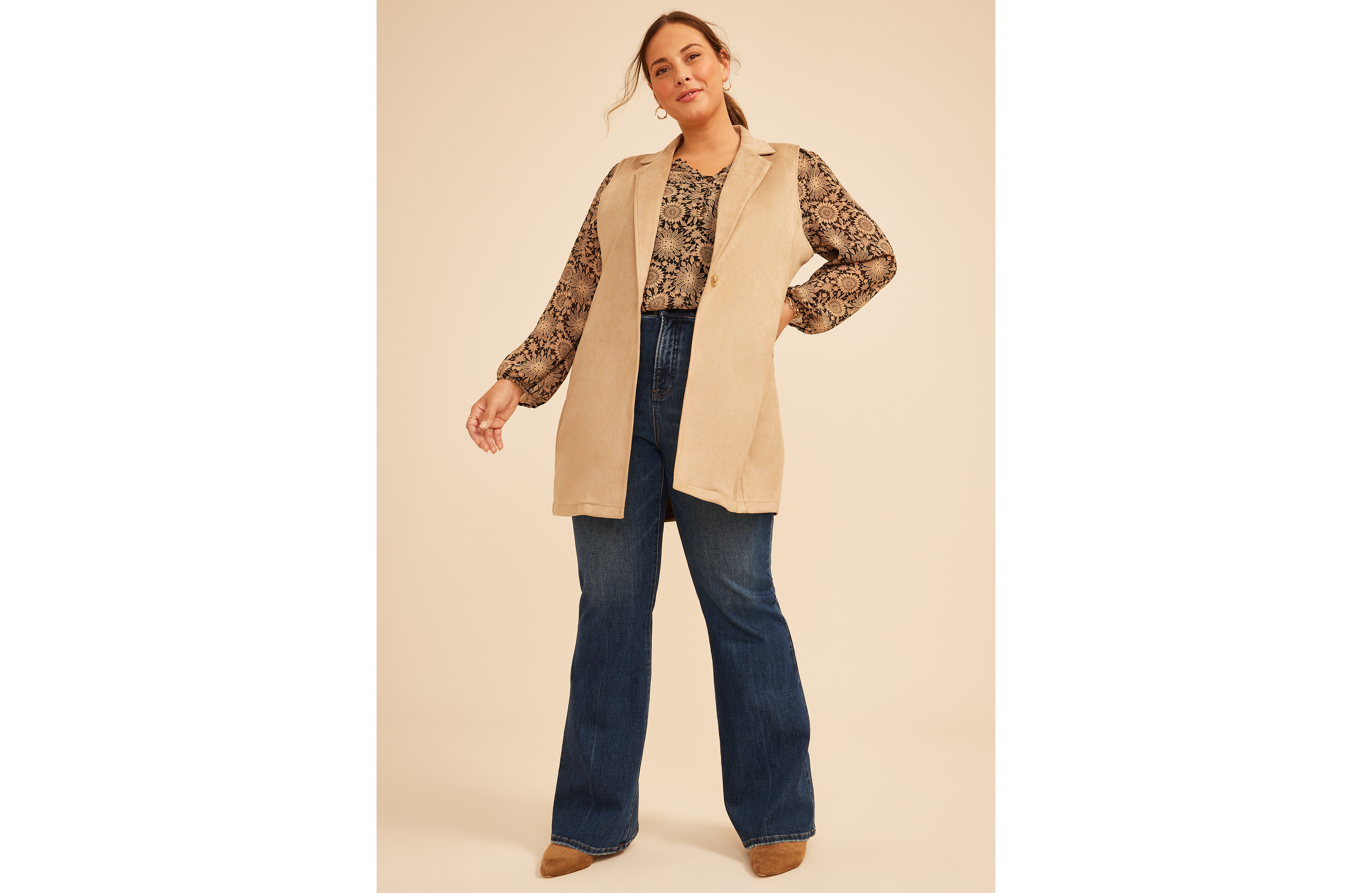 Plus Faux Suede Blazer Vest