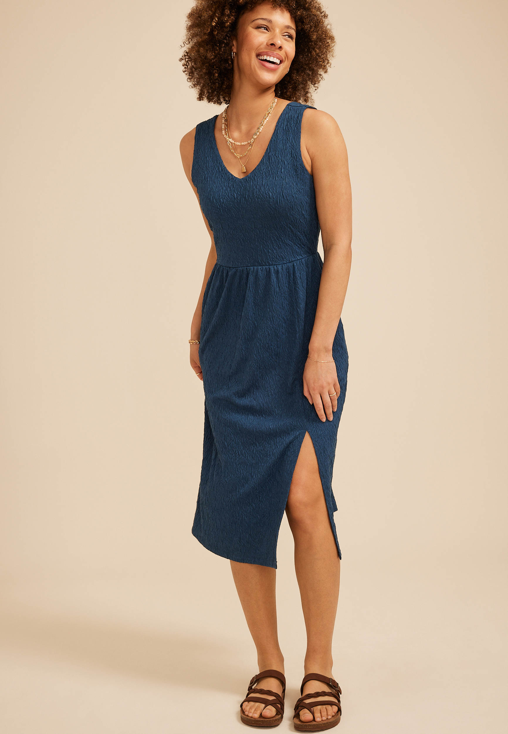 Bare Textured Midi Dress