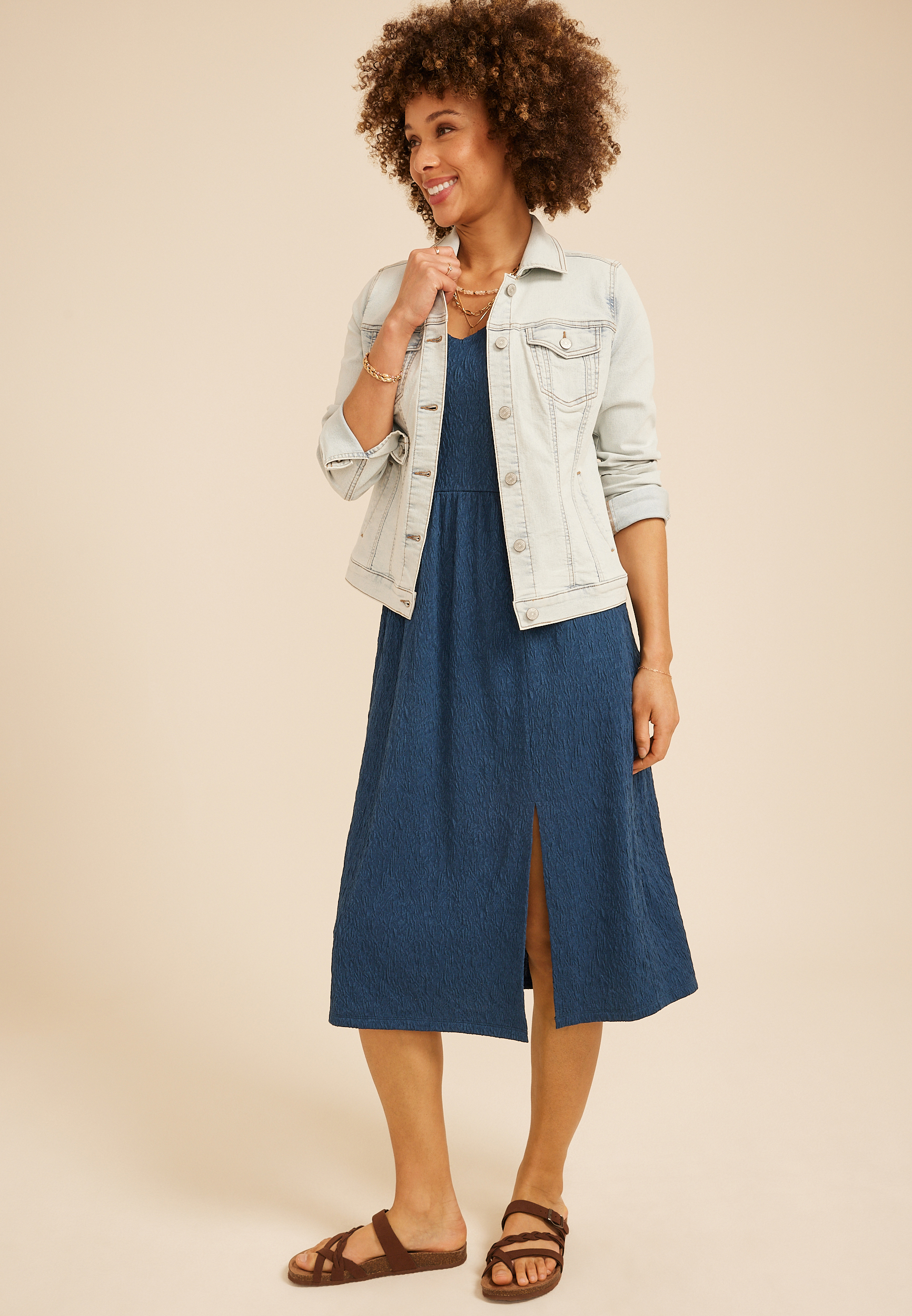 Bare Textured Midi Dress | maurices