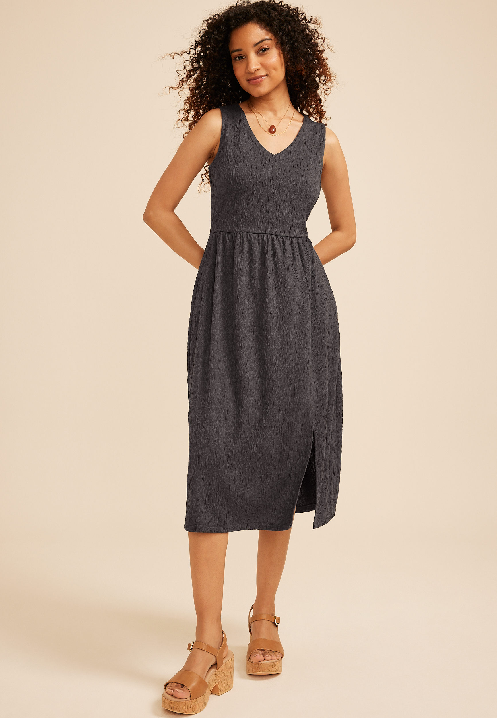Bare Textured Midi Dress