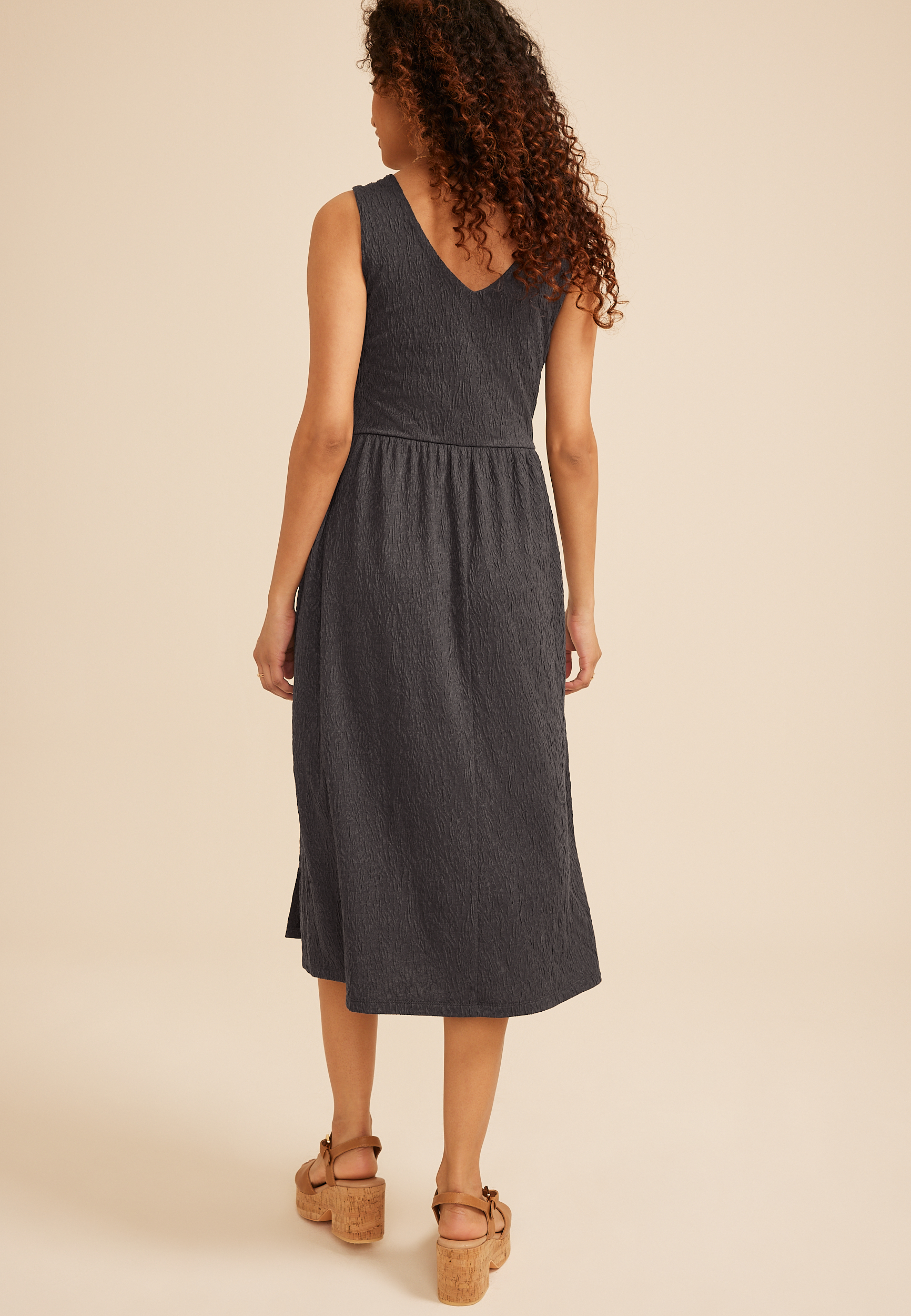 Bare Textured Midi Dress - thumbnail 2