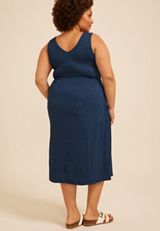 Plus Size Bare Textured Midi Dress, C1605, small