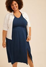 Plus Size Bare Textured Midi Dress, C1605, small