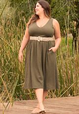 Plus Size Bare Textured Midi Dress, C7657, small