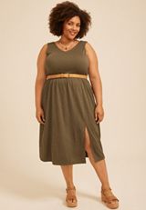 Plus Size Bare Textured Midi Dress, C7657, small