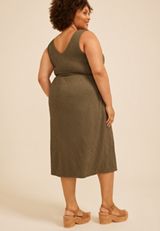 Plus Size Bare Textured Midi Dress, C7657, small