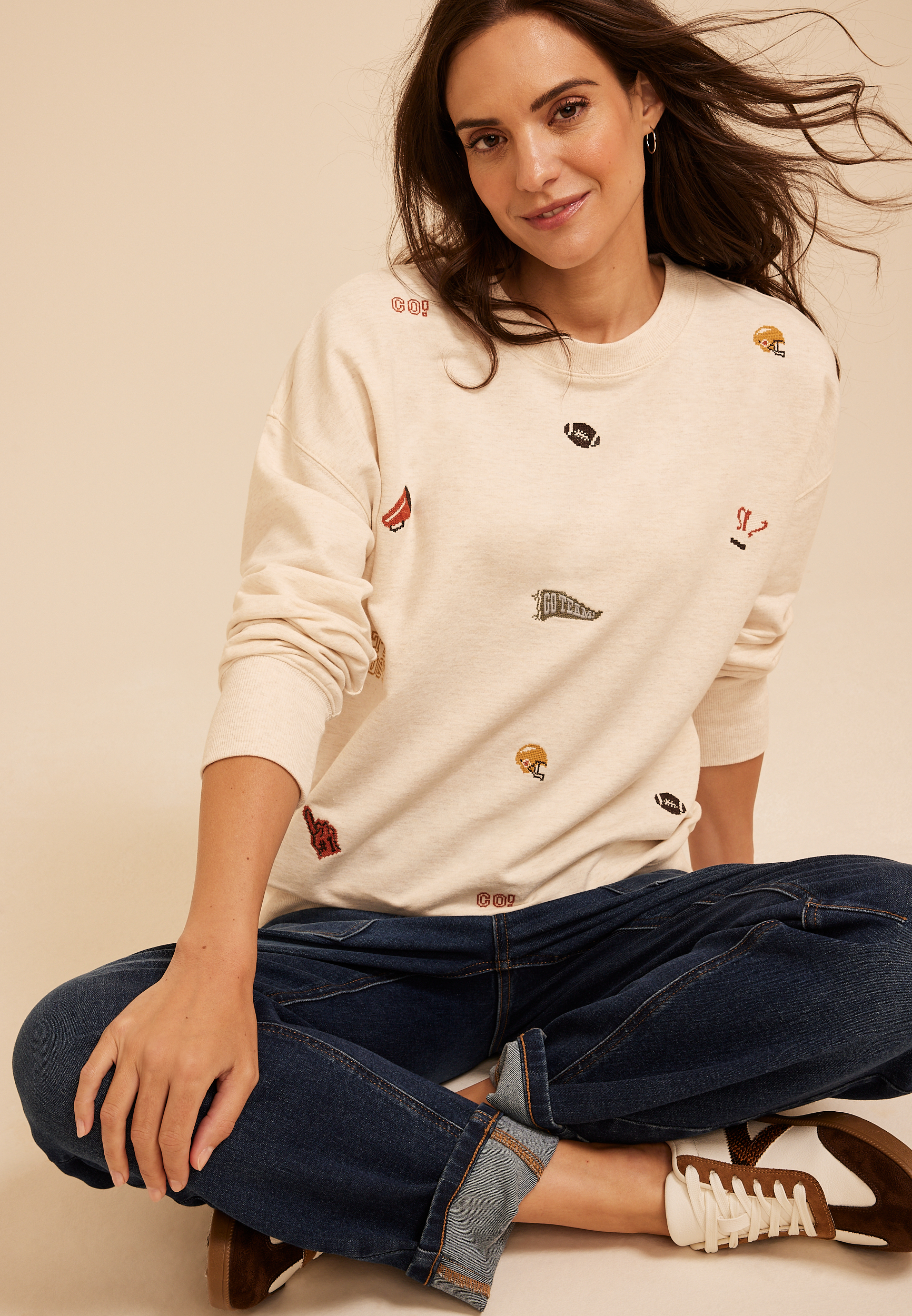Game Day Embroidered Oversized Sweatshirt