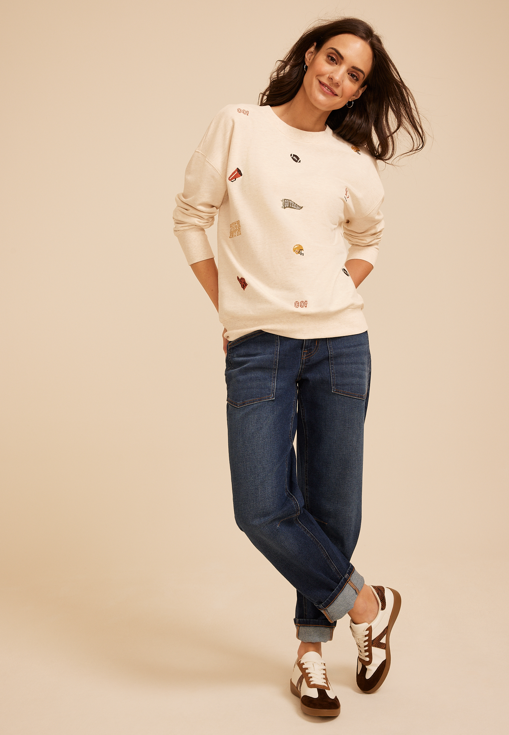 Game Day Embroidered Oversized Sweatshirt, C2445, large