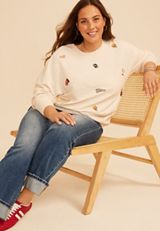Plus Size Game Day Embroidered Oversized Sweatshirt, C2445, small