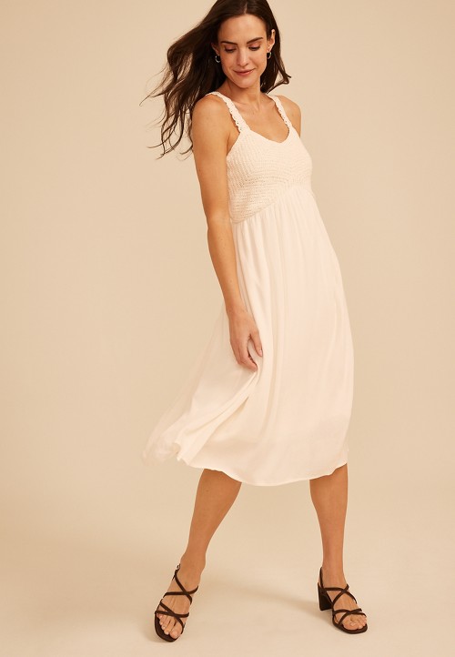 crochet bodice midi dress Bare Sweetheart Crochet Bodice Midi Dress
