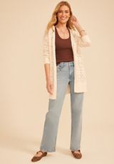 Pointelle Open Front Duster Cardigan, C2789, small