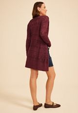 Pointelle Open Front Duster Cardigan, C5221, small