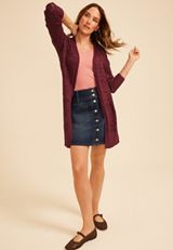 Pointelle Open Front Duster Cardigan, C5221, small
