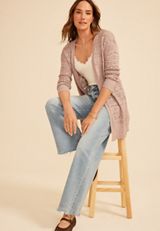 Pointelle Open Front Duster Cardigan, C5341, small