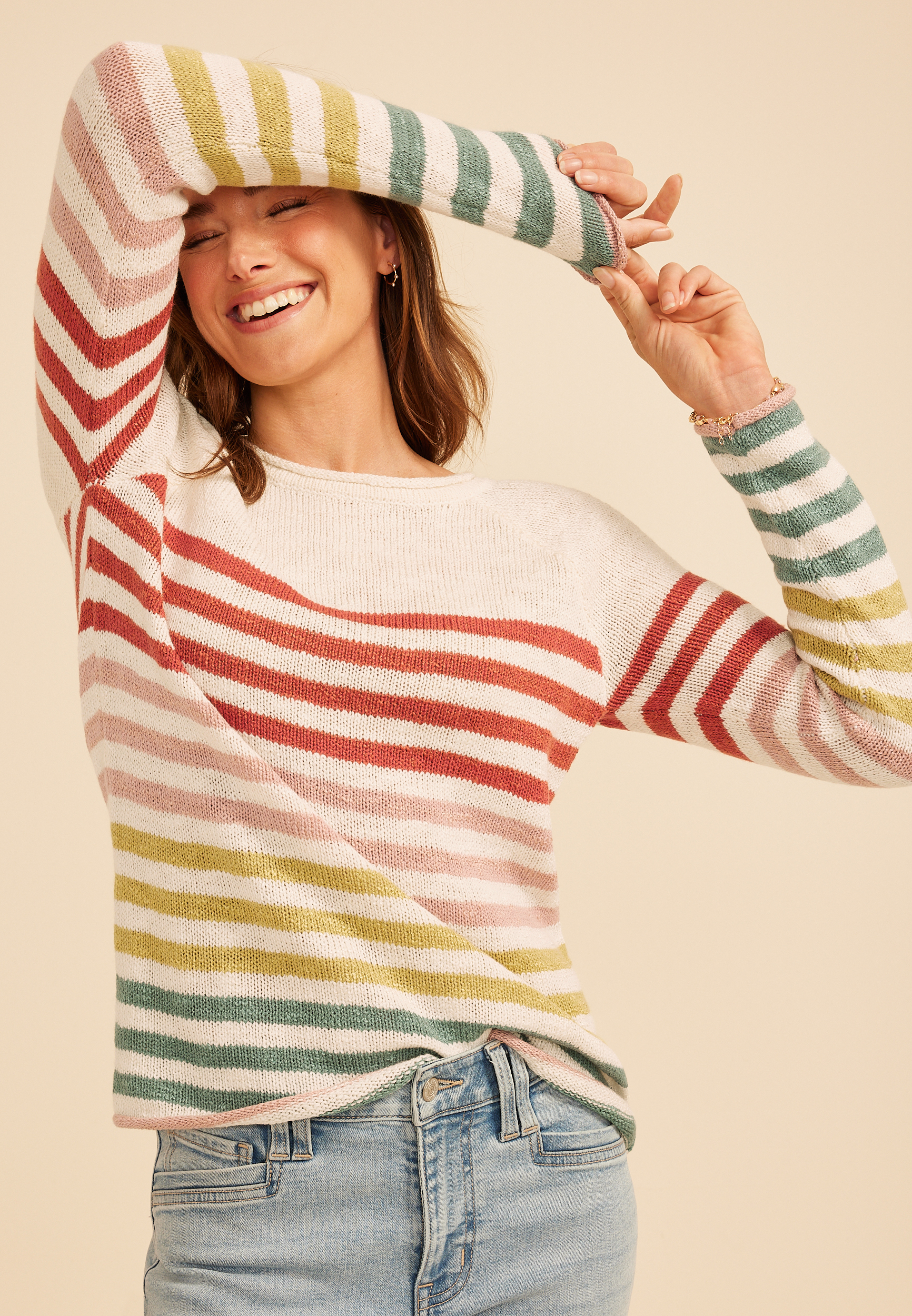 Multi Color Stripe Sweater, C2754, large