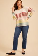 Plus Size Multi Color Stripe Sweater, C2754, small