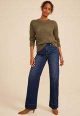 Embroidered Leaf Open Stitch Sweater, C5364, small