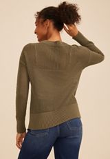Embroidered Leaf Open Stitch Sweater, C5364, small
