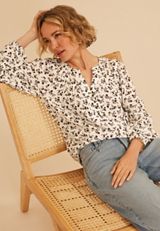 Floral Henley Peasant Blouse, C1635, small