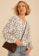 Floral Henley Peasant Blouse, C1635, small