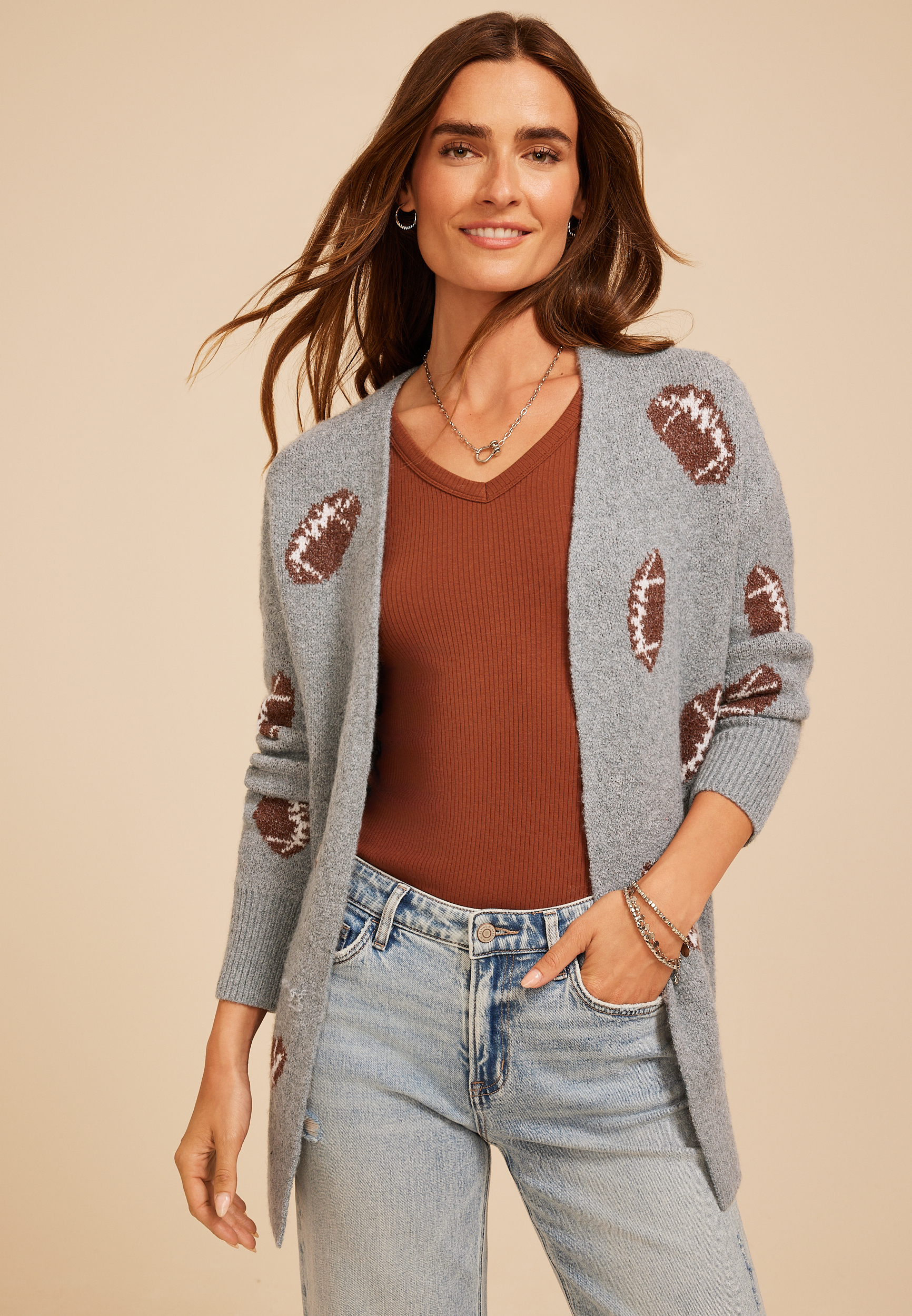 Football Open Front Cardigan, C1942, large