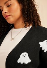 Plus Size Beaded Ghost Open Front Cardigan, C1756, small