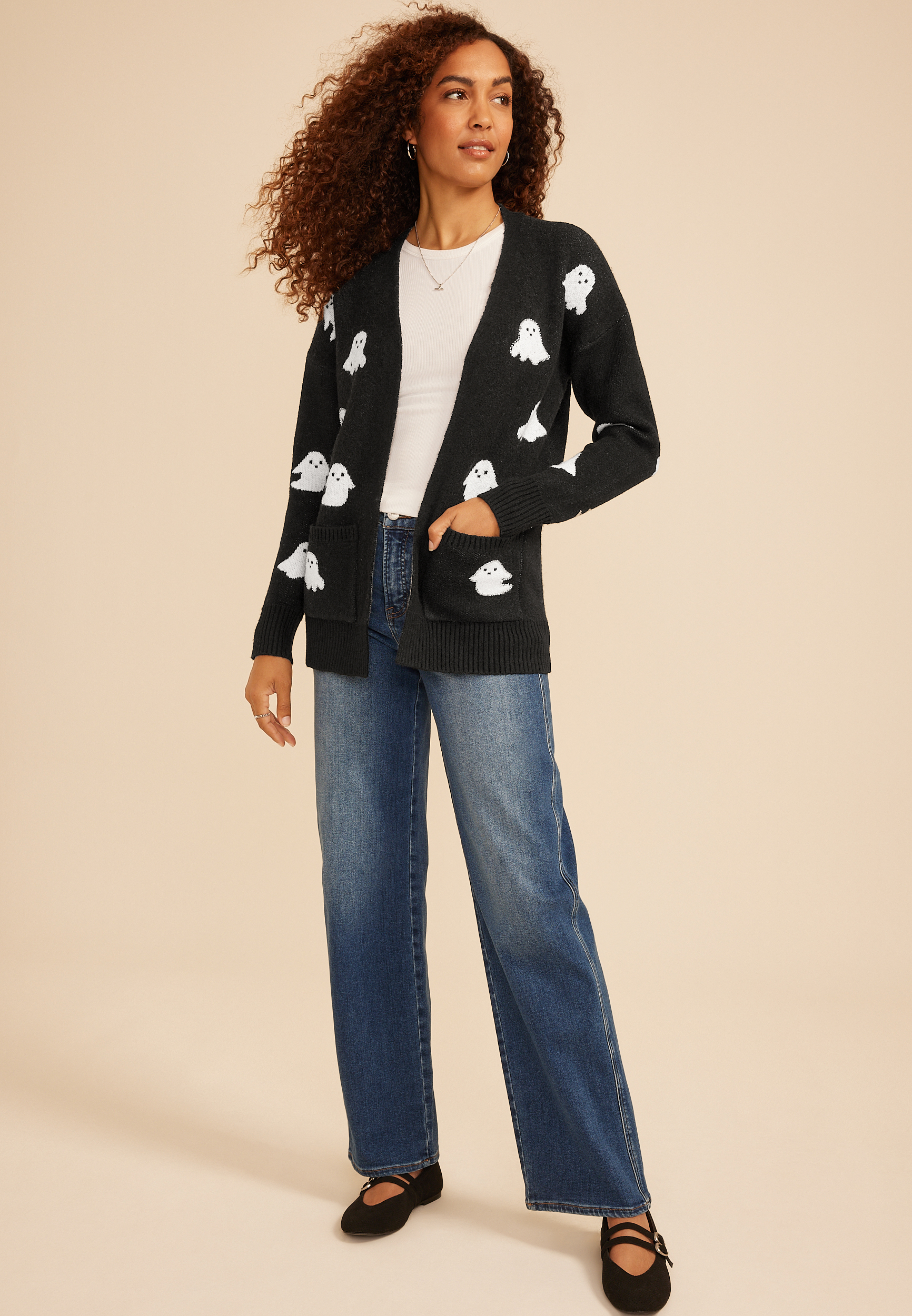 Beaded Ghost Open Front Cardigan, C1756, large