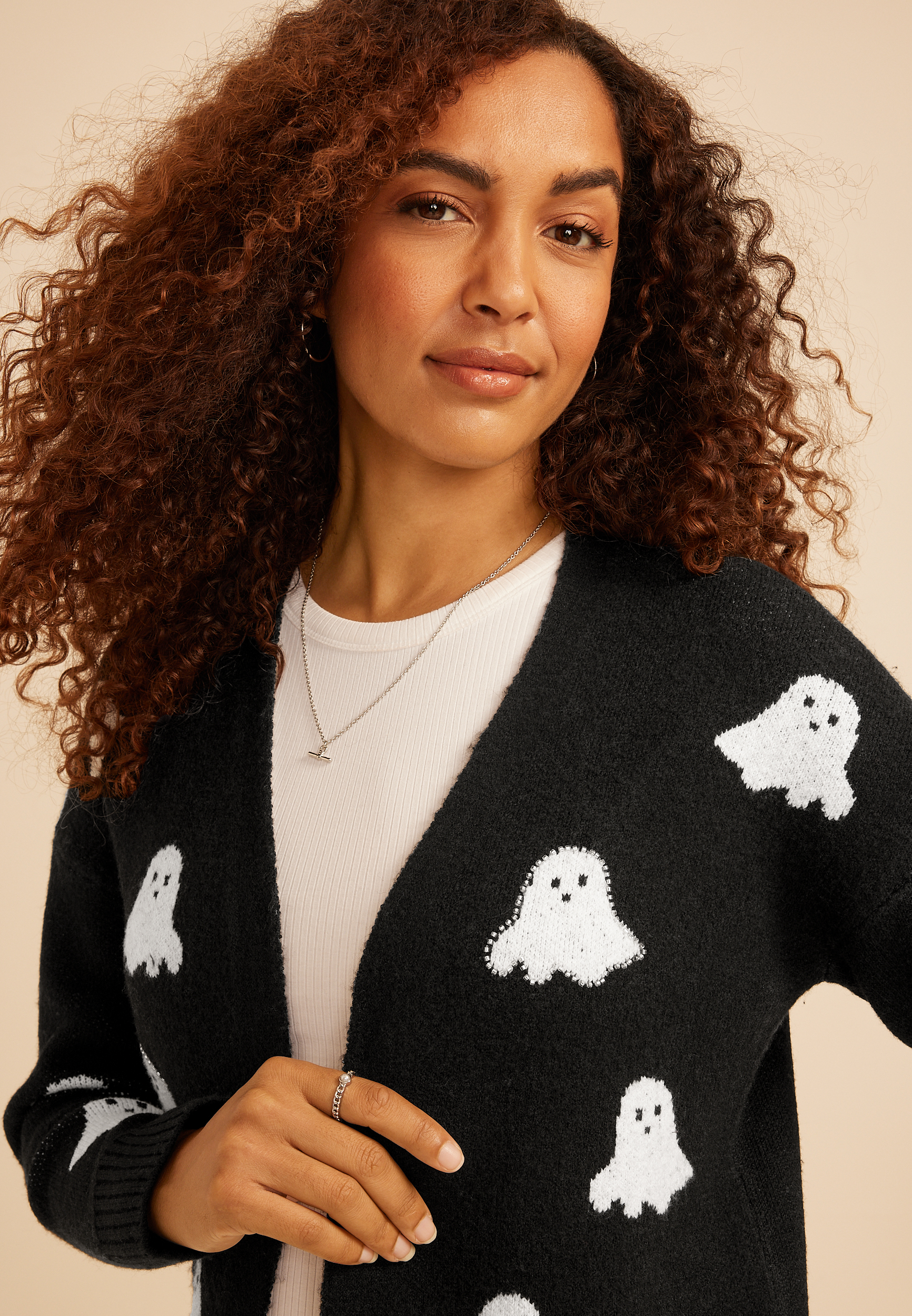 Beaded Ghost Open Front Cardigan, C1756, large