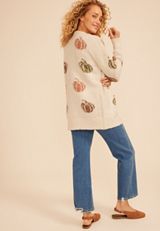 Metallic Pumpkin Open Front Cardigan, C5883, small