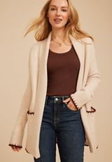 Whipstitch Trim Shawl Collar Cardigan, C1246, small