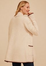 Whipstitch Trim Shawl Collar Cardigan, C1246, small