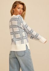 Plaid Crew Neck Sweater, C343, small