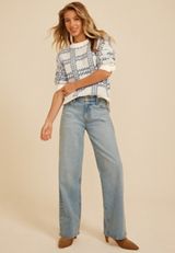 Plaid Crew Neck Sweater, C343, small
