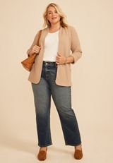 Plus Size Versa 3/4 Sleeve Textured Blazer, C5724, small