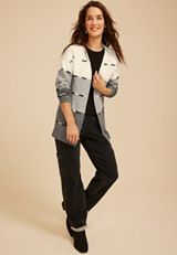 90s Colorblock Whipstitch Open Front Cardigan, C1942, small