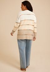 Plus Size 90s Colorblock Whipstitch Open Front Cardigan, C9817, small