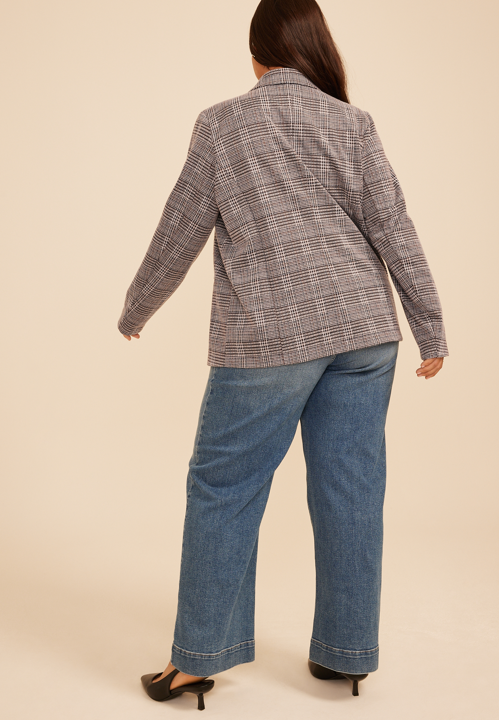 Plus Size Plaid Blazer, C1756, large