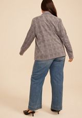 Plus Size Plaid Blazer, C1756, small