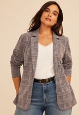 Plus Size Plaid Blazer, C1756, small