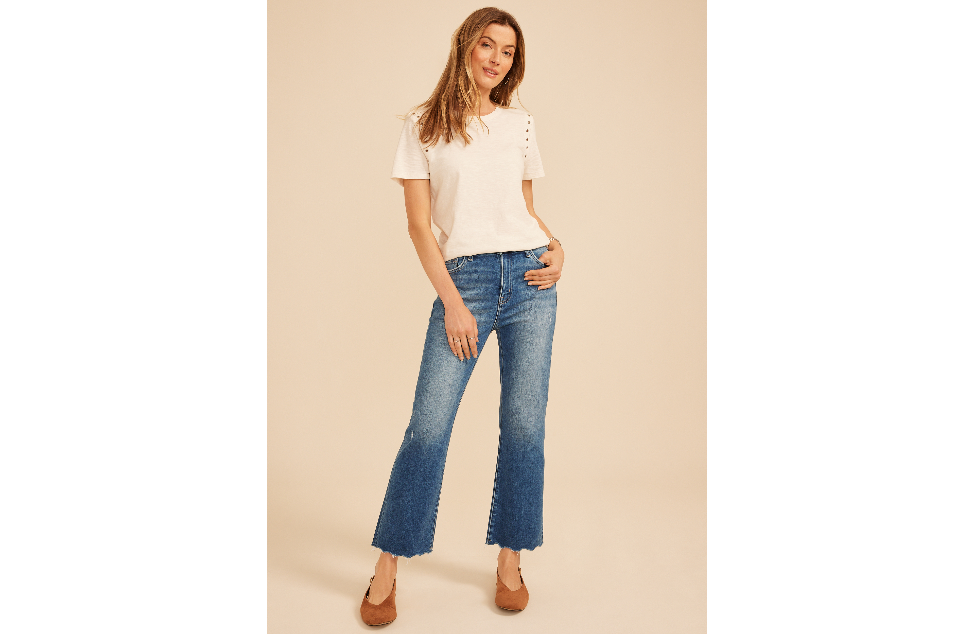 Flying Monkey™ High Rise Fray Hem Kick Flare Jean