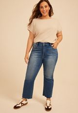 Plus Size Flying Monkey&trade; High Rise Fray Hem Ankle Kick Boot Jean, C3337, small