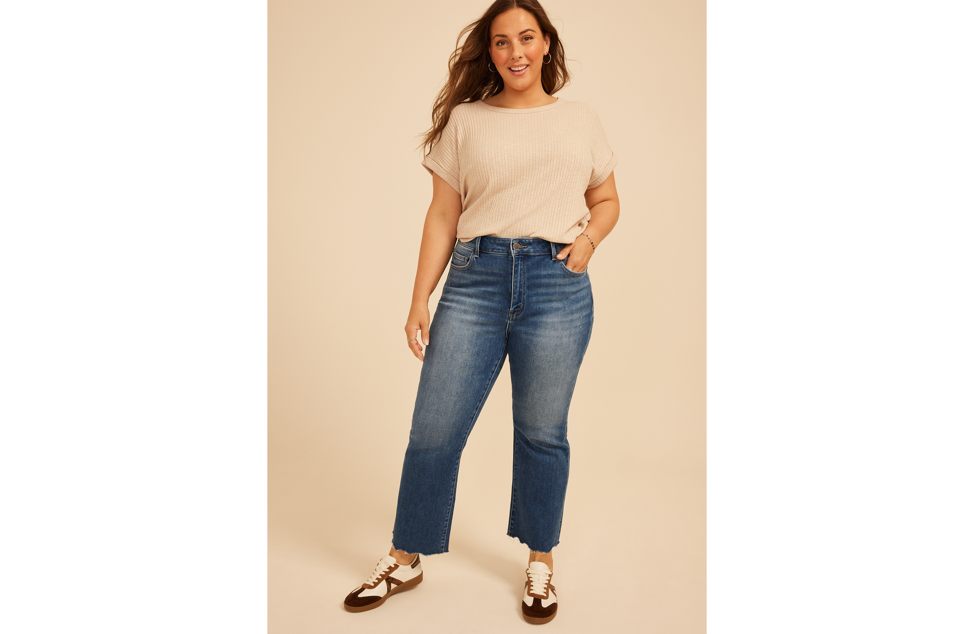 Plus Flying Monkey™ High Rise Fray Hem Kick Flare Jean