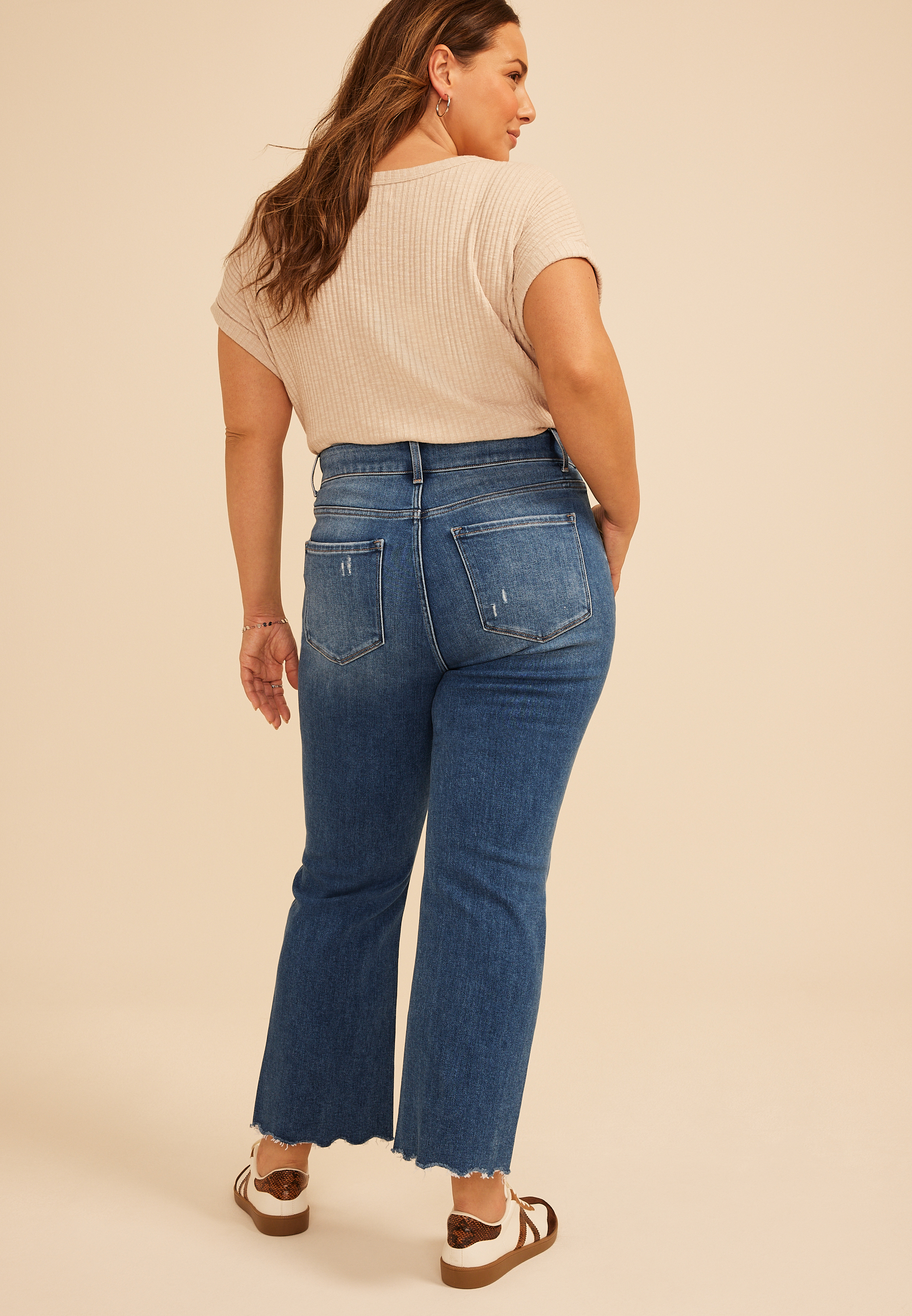 Plus Size Flying Monkey&trade; High Rise Fray Hem Ankle Kick Boot Jean, C3337, large
