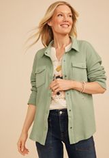 Waffle Snap Button Shacket, C7225, small