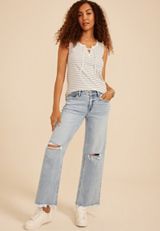 Flying Monkey&trade; Mid Rise Ripped Fray Hem Slim Wide Leg Jean, C2806, small