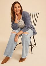 Plus Size Flying Monkey&trade; Mid Rise Ripped Fray Hem Slim Wide Leg Jean, C2806, small