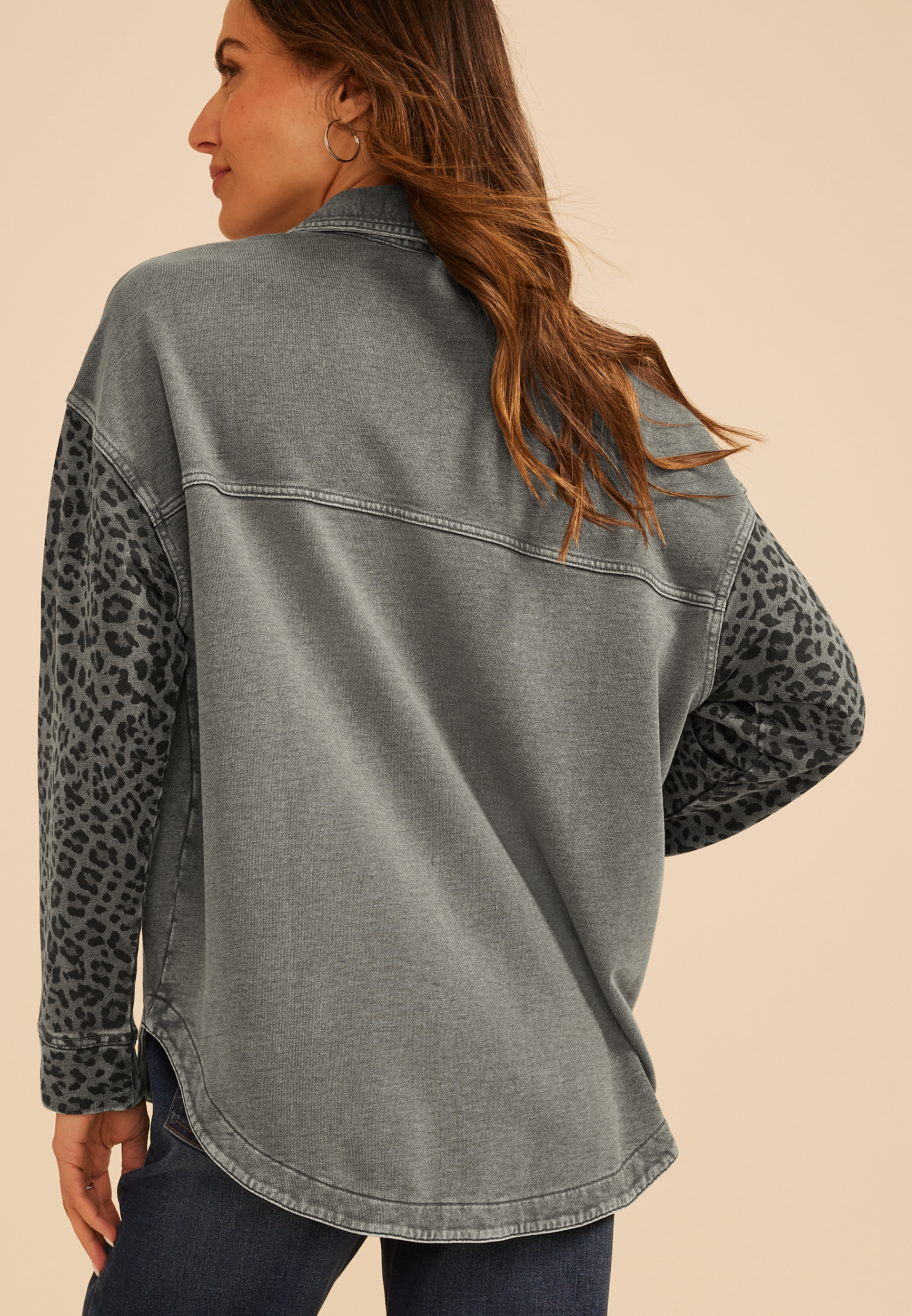 Leopard Washed Oversized Shacket, C1770, large