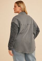 Plus Size Leopard Washed Oversized Shacket, C1770, small