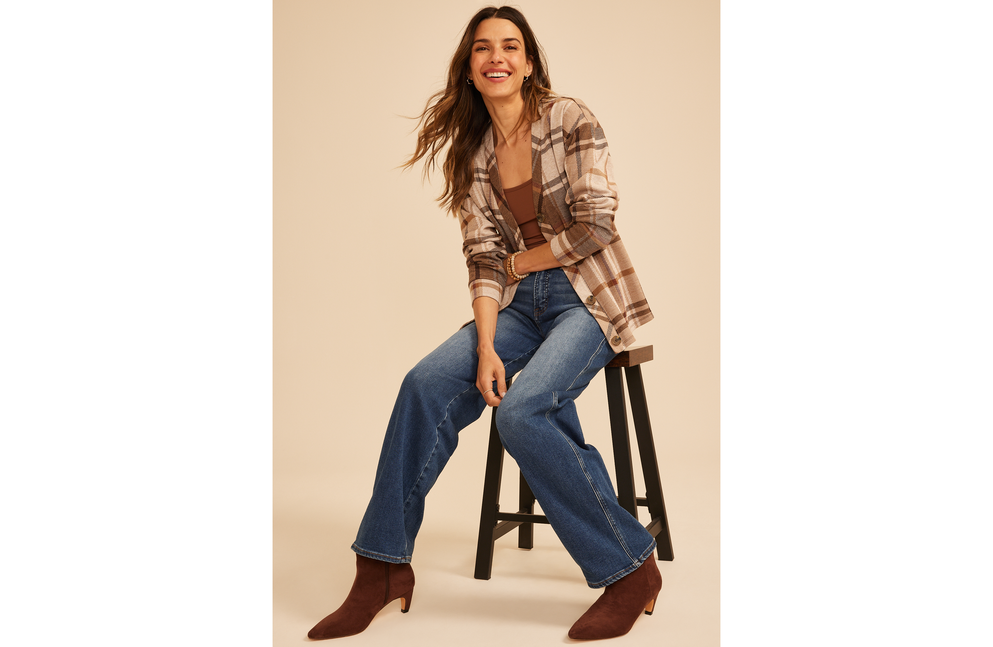 Plaid Button Front Cardigan