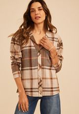 Plaid Button Front Cardigan, C5899, small